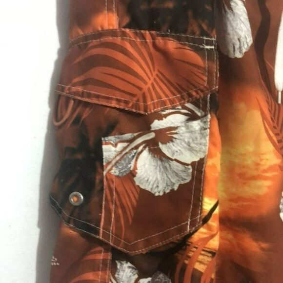 Newport Blue XL Orange Floral Quick-Dry Swim Trunks - Picture 4 of 7